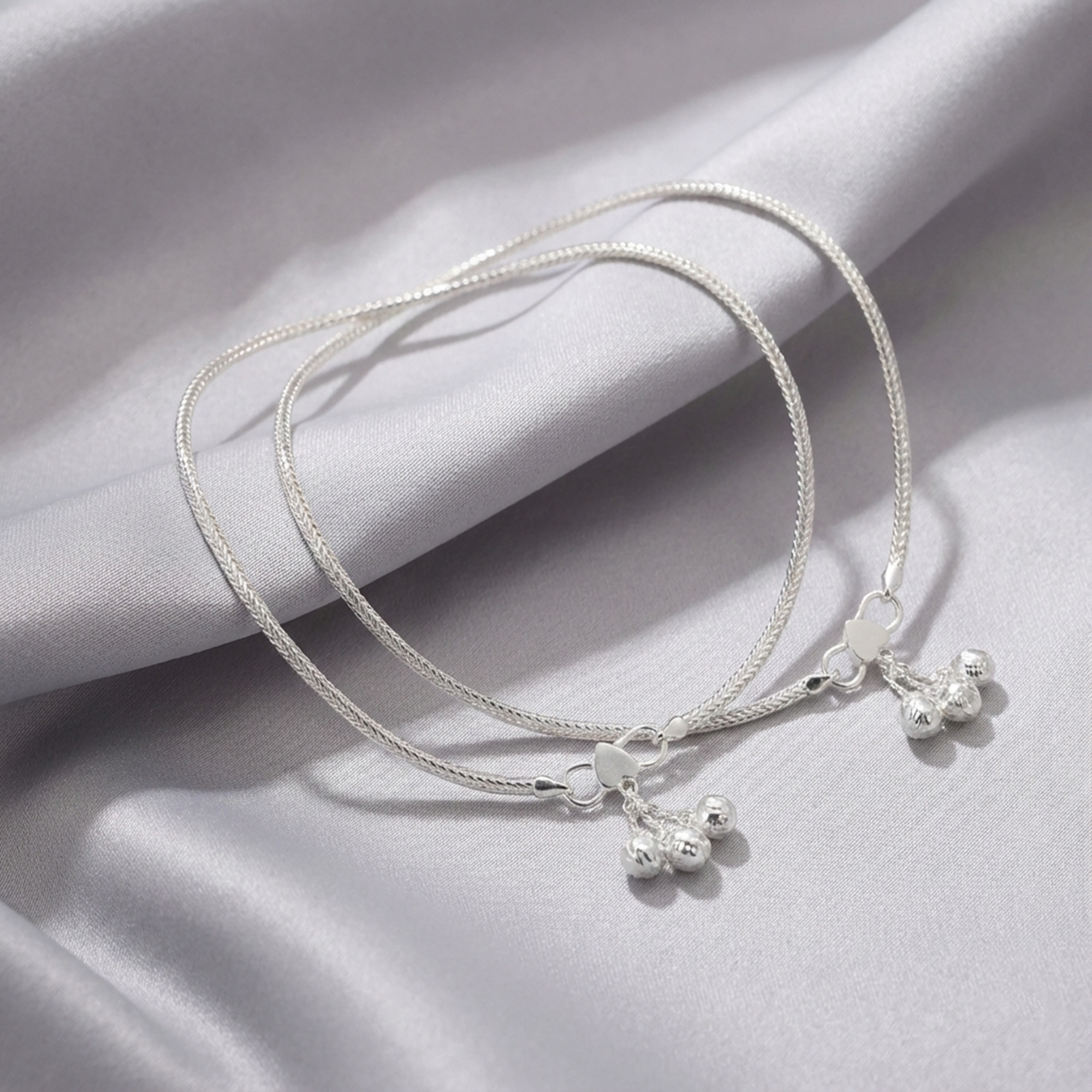 925 Sterling Silver Anklet with Ghungroo