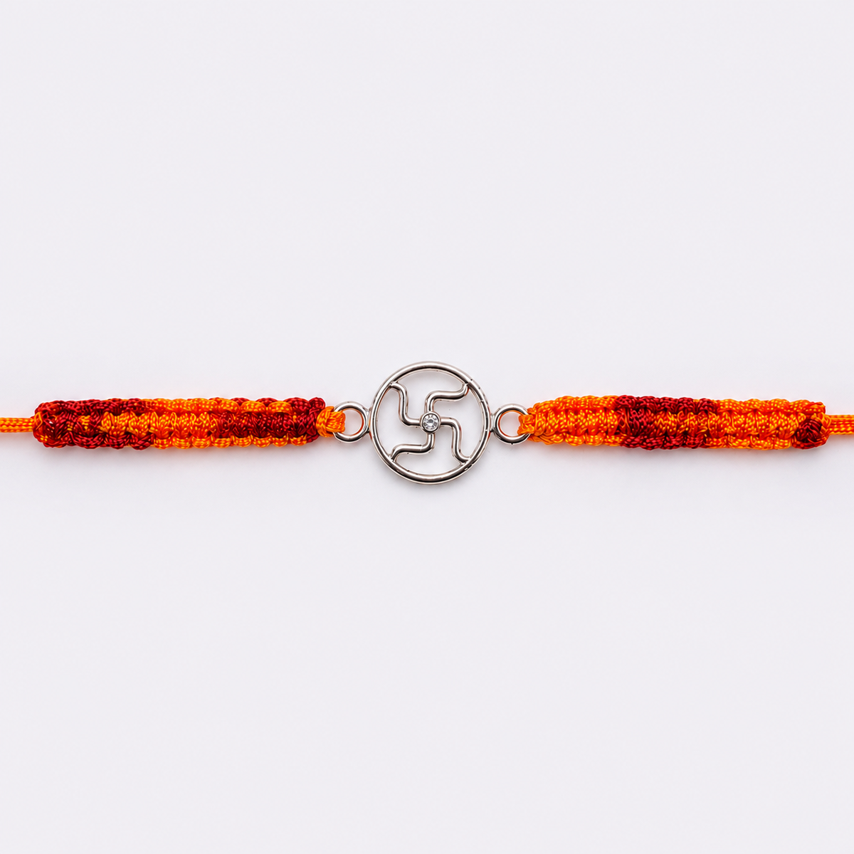 Classic Plain Rakhi in 925 Sterling Silver-Swastik