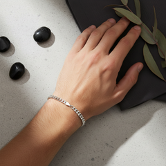 925 Sterling Silver Men’s Curve Cut Bracelet