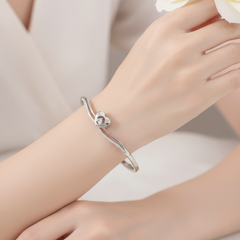 925 Sterling Silver Heart Accent Bangle Bracelet