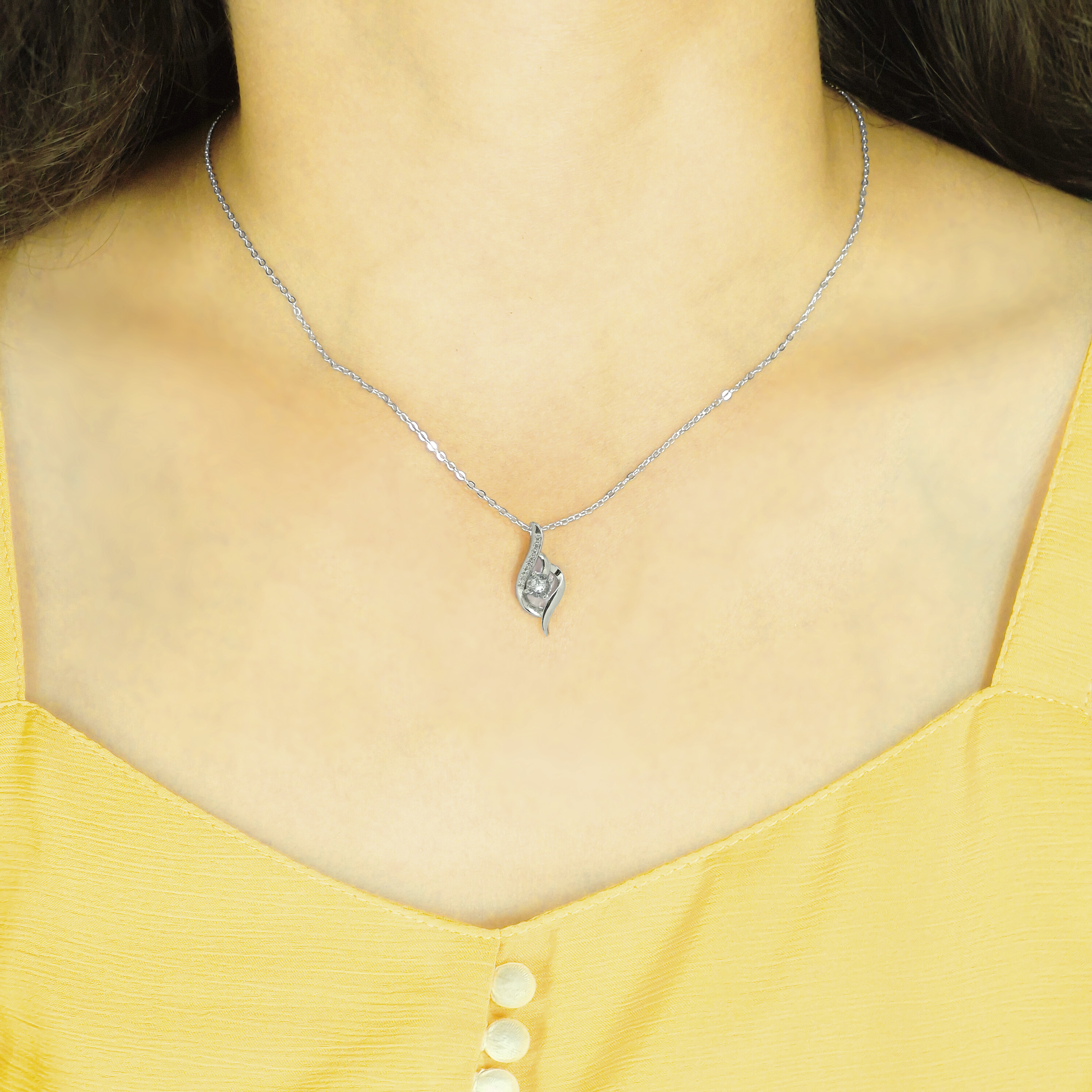 925 Silver Solitaire Twist Pendant Necklace with Chain – Zeno Jewels
