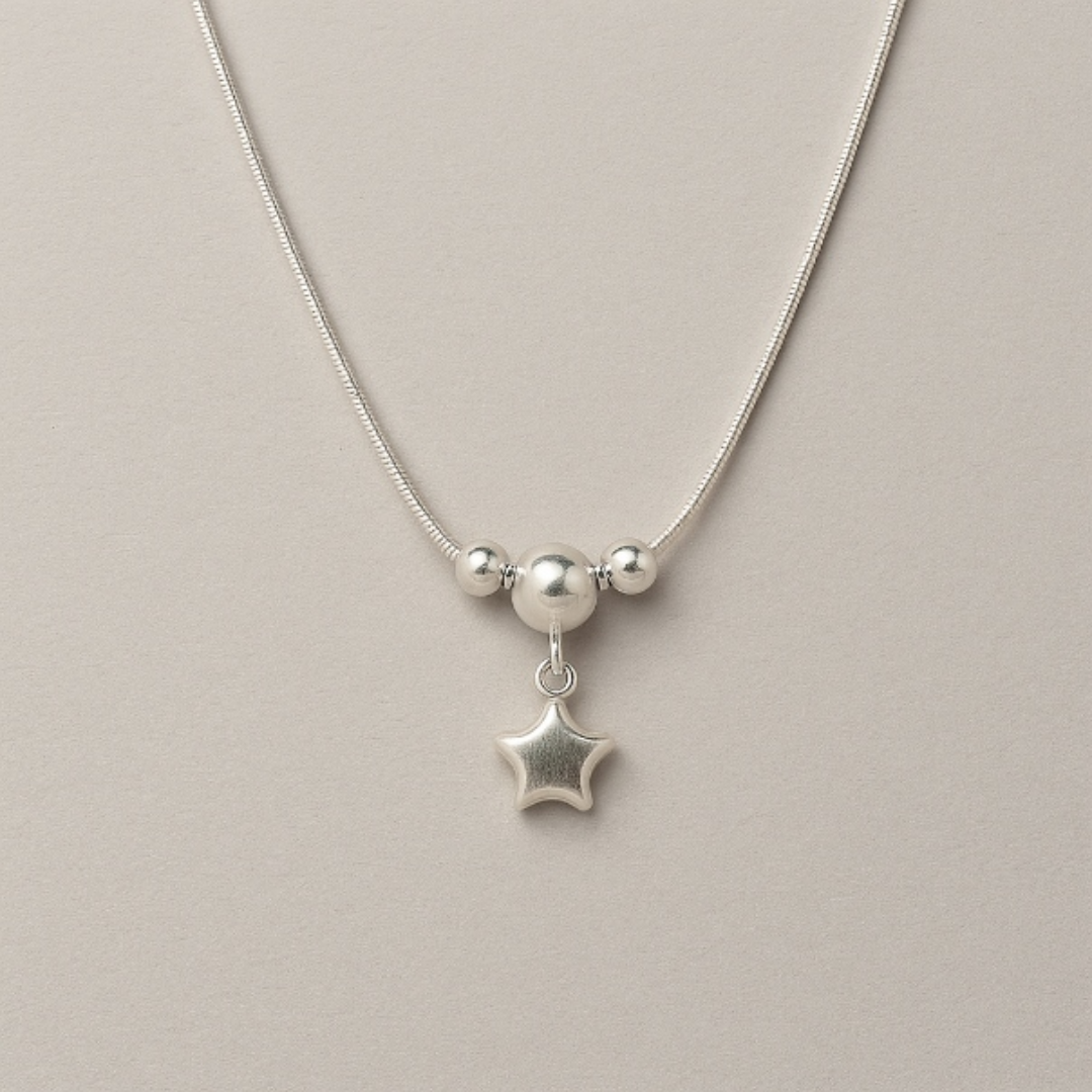 925 Silver Star Charm Pendant Necklace for Women