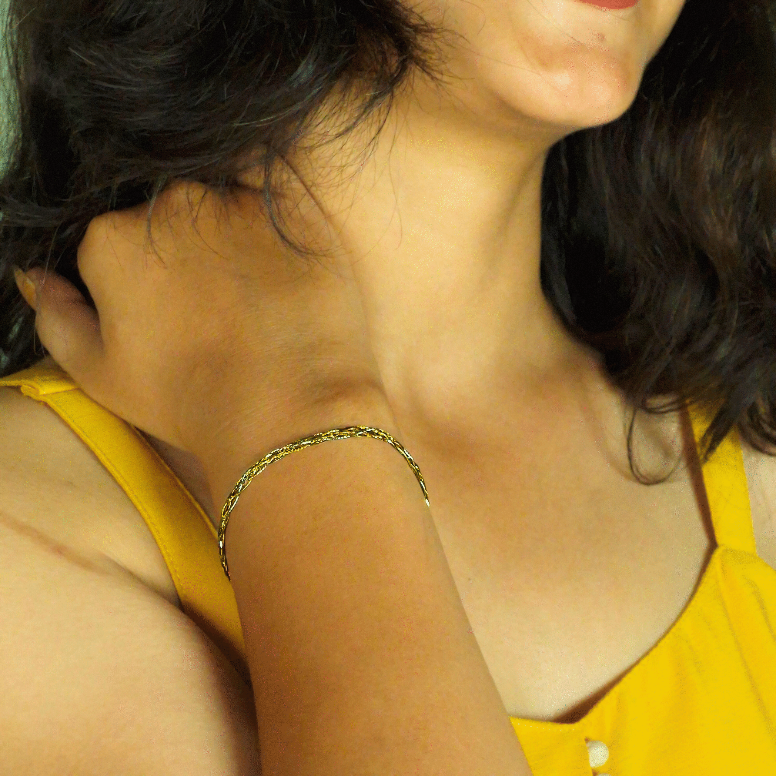 925 Silver Gold-Plated Rope Chain Bracelet – Elegant Two-Tone Design