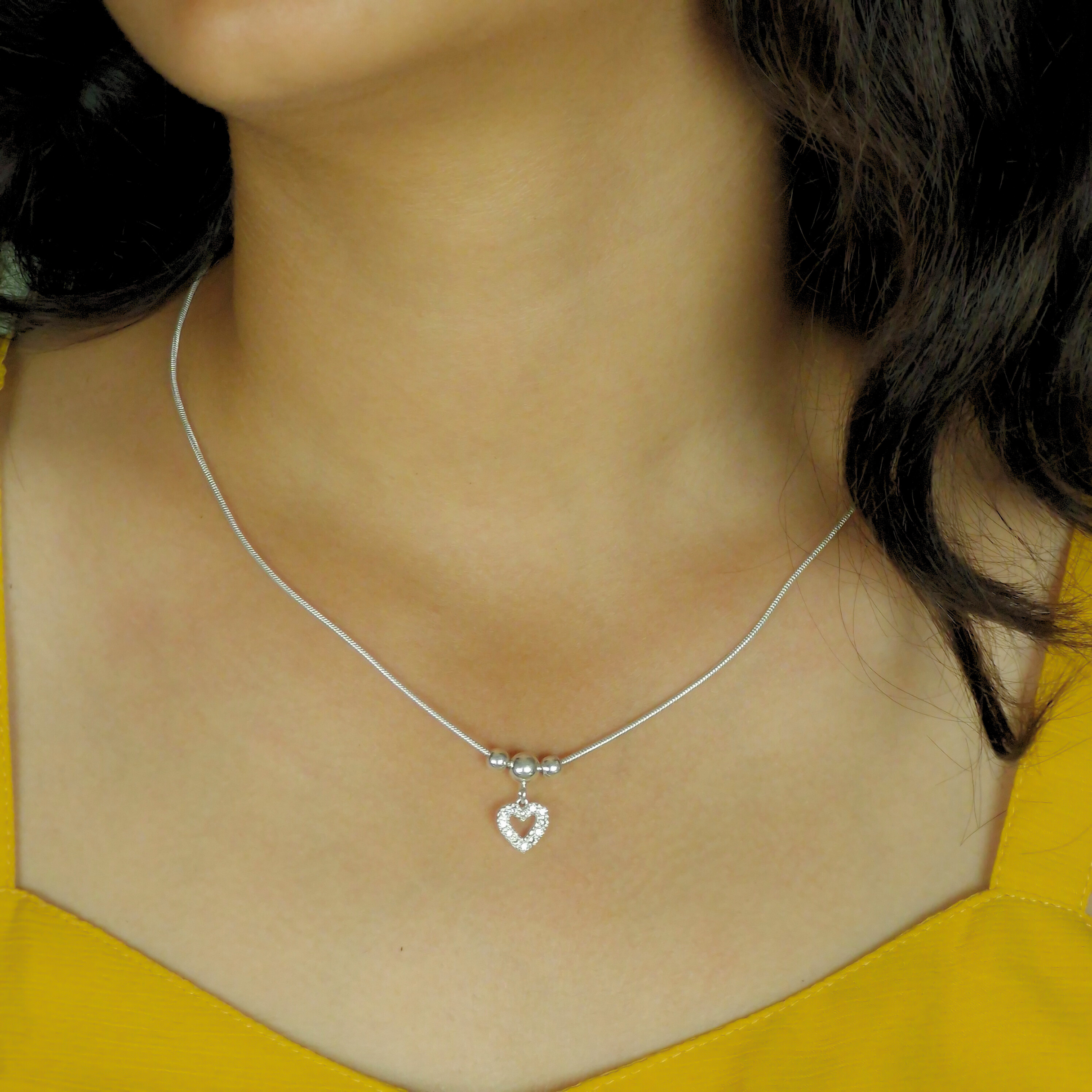 925 Silver Sparkling Heart Pendant Necklace with Chain – Zeno Jewels