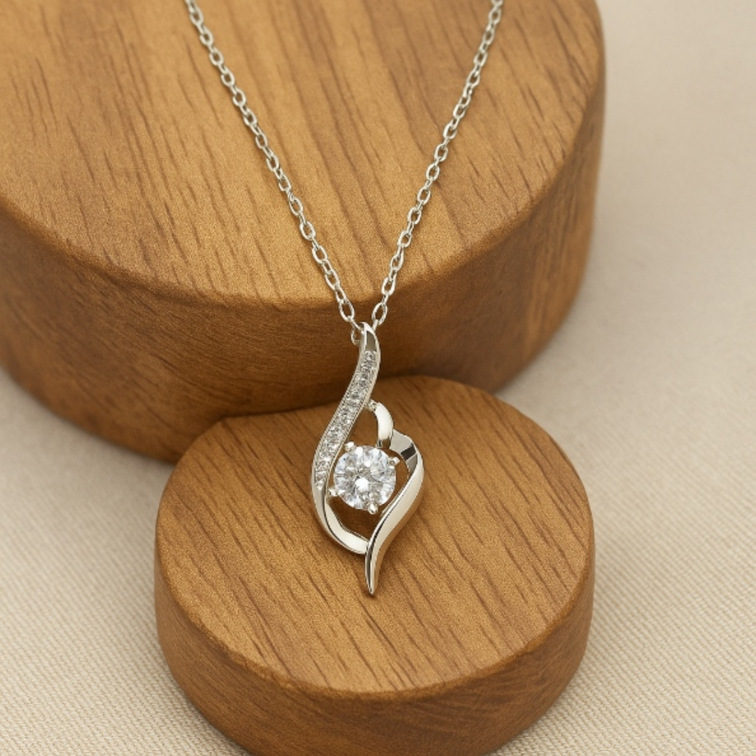 Solitaire Twist Pendant Necklace with Chain