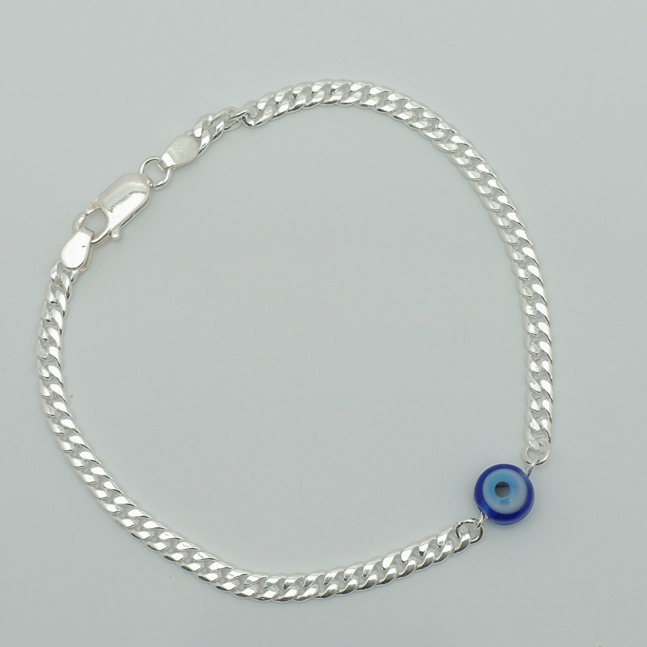 mens evil eye bracelet, 925 silver men’s bracelet, evil eye cuban bracelet, nazar bracelet for men, sterling silver rakhi gift, bold charm bracelet, evil eye jewellery men