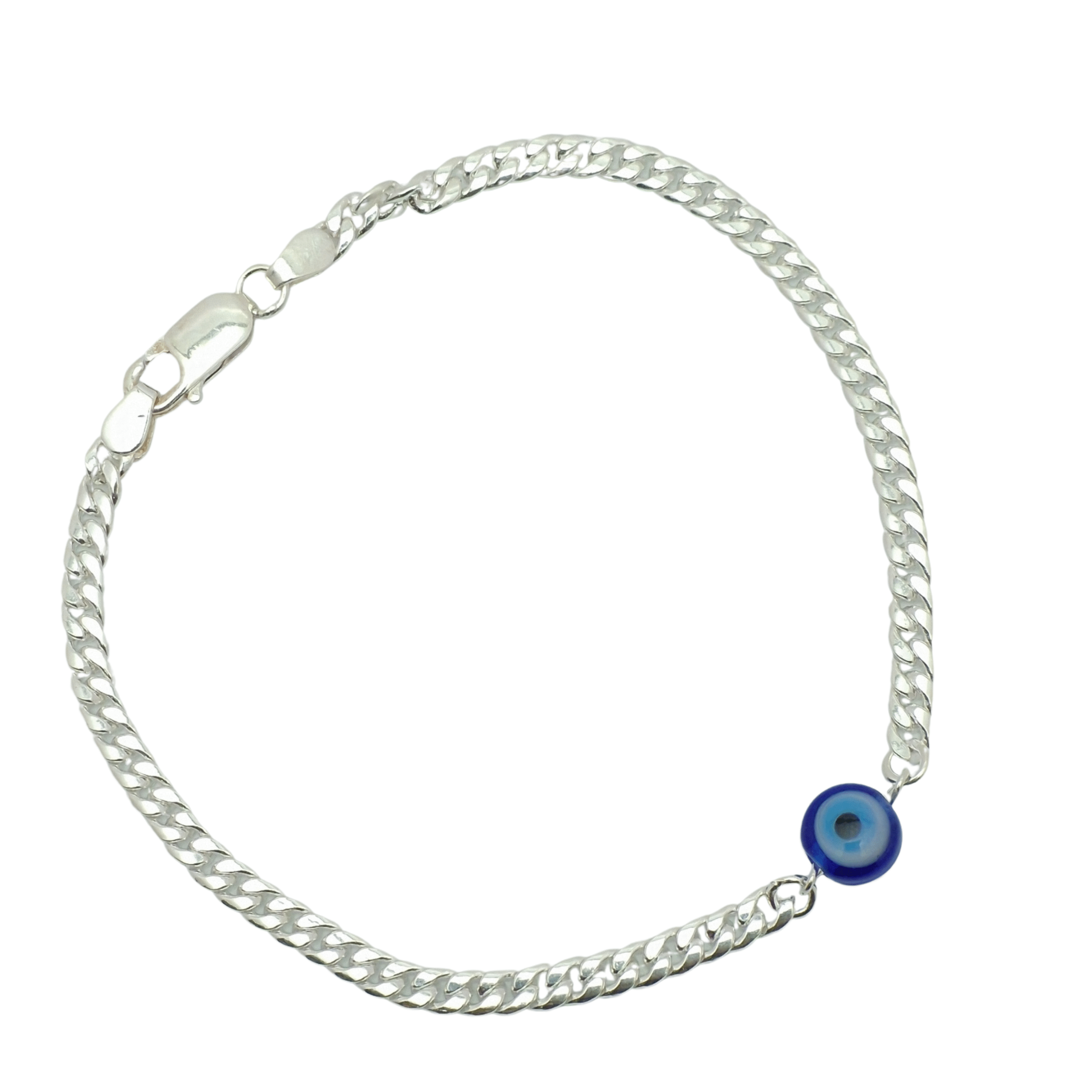 Men's 925 Silver Cuban Evil Eye Bracelet – Bold Protection