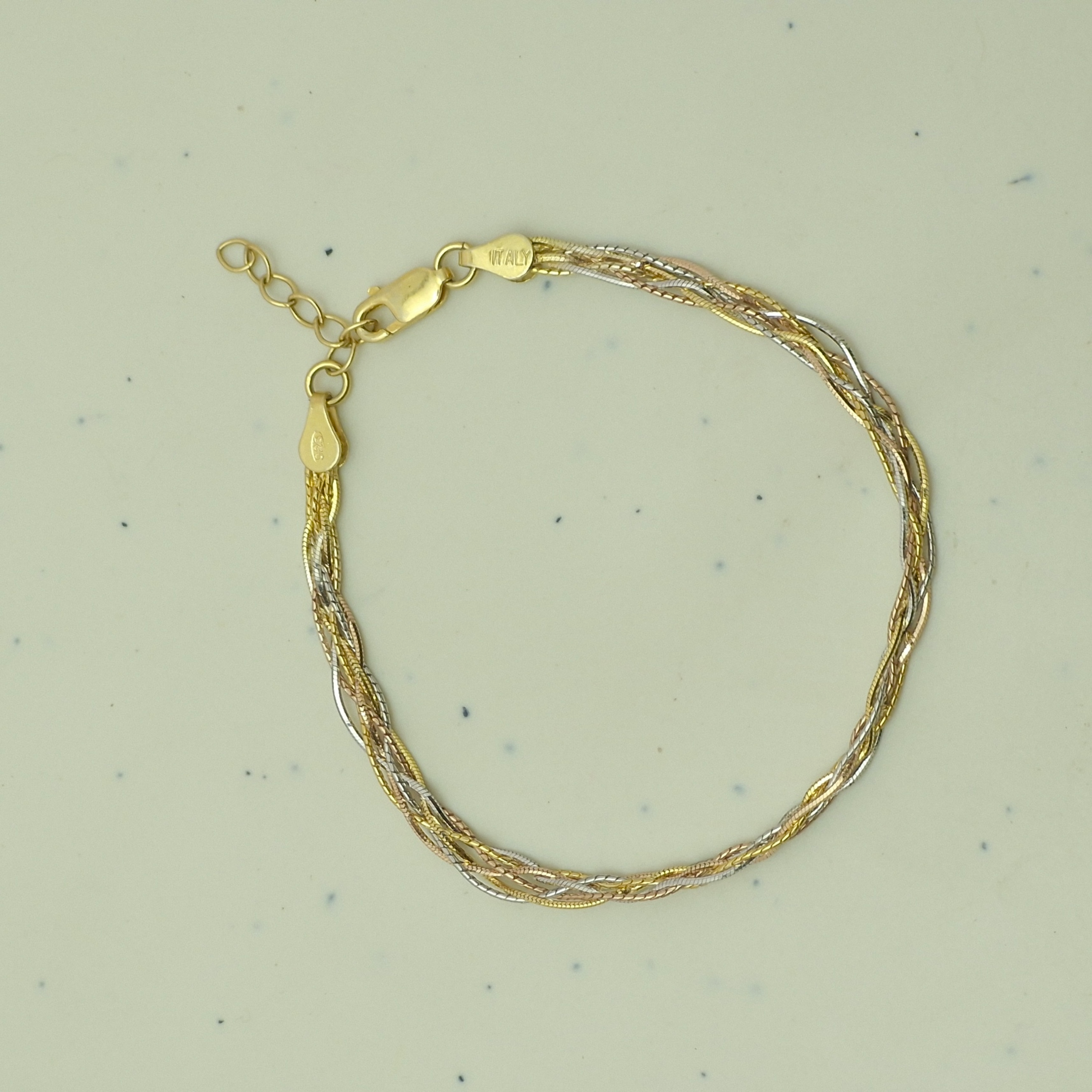 925 Silver Gold-Plated Rope Chain Bracelet – Elegant Two-Tone Design