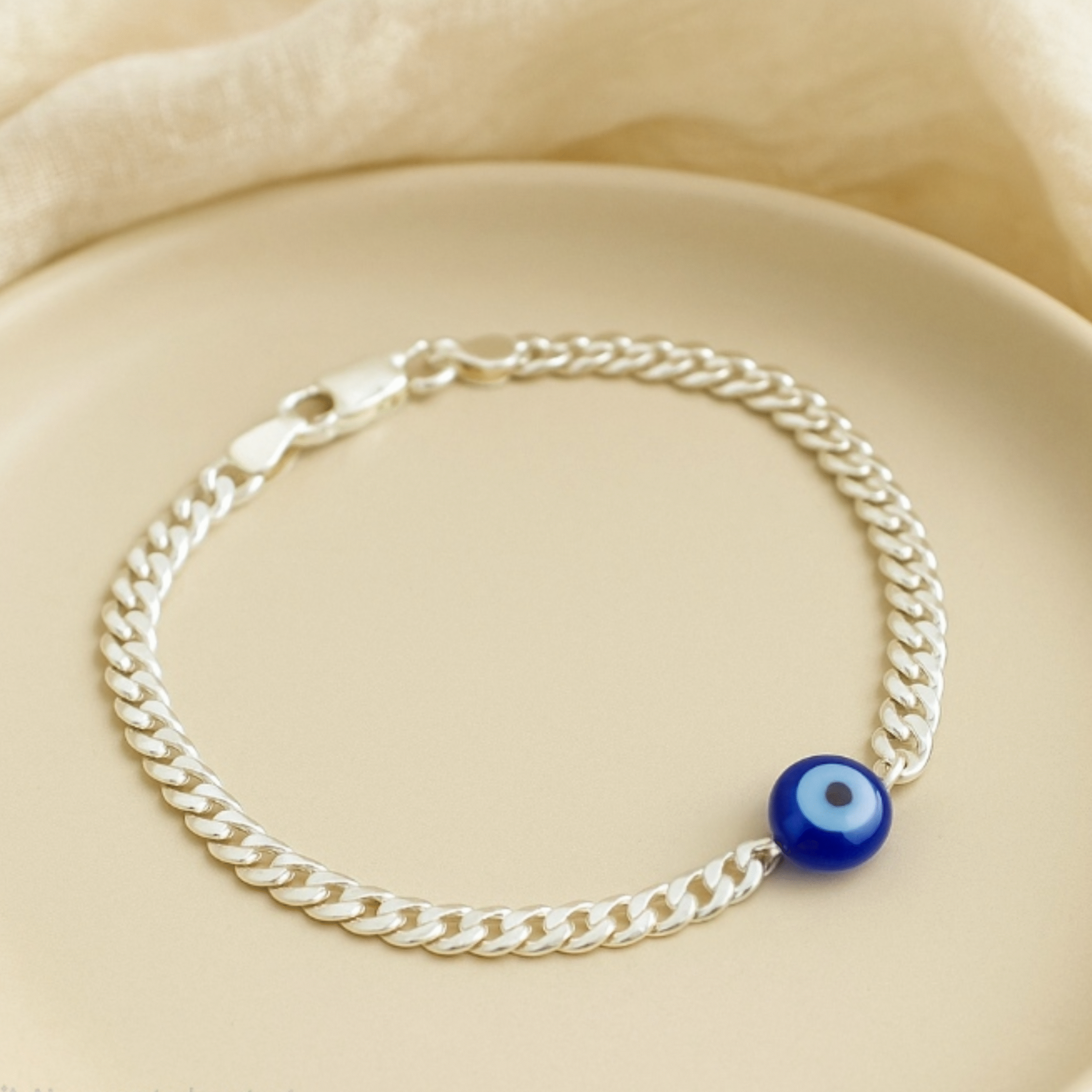 Men's 925 Silver Cuban Evil Eye Bracelet – Bold Protection