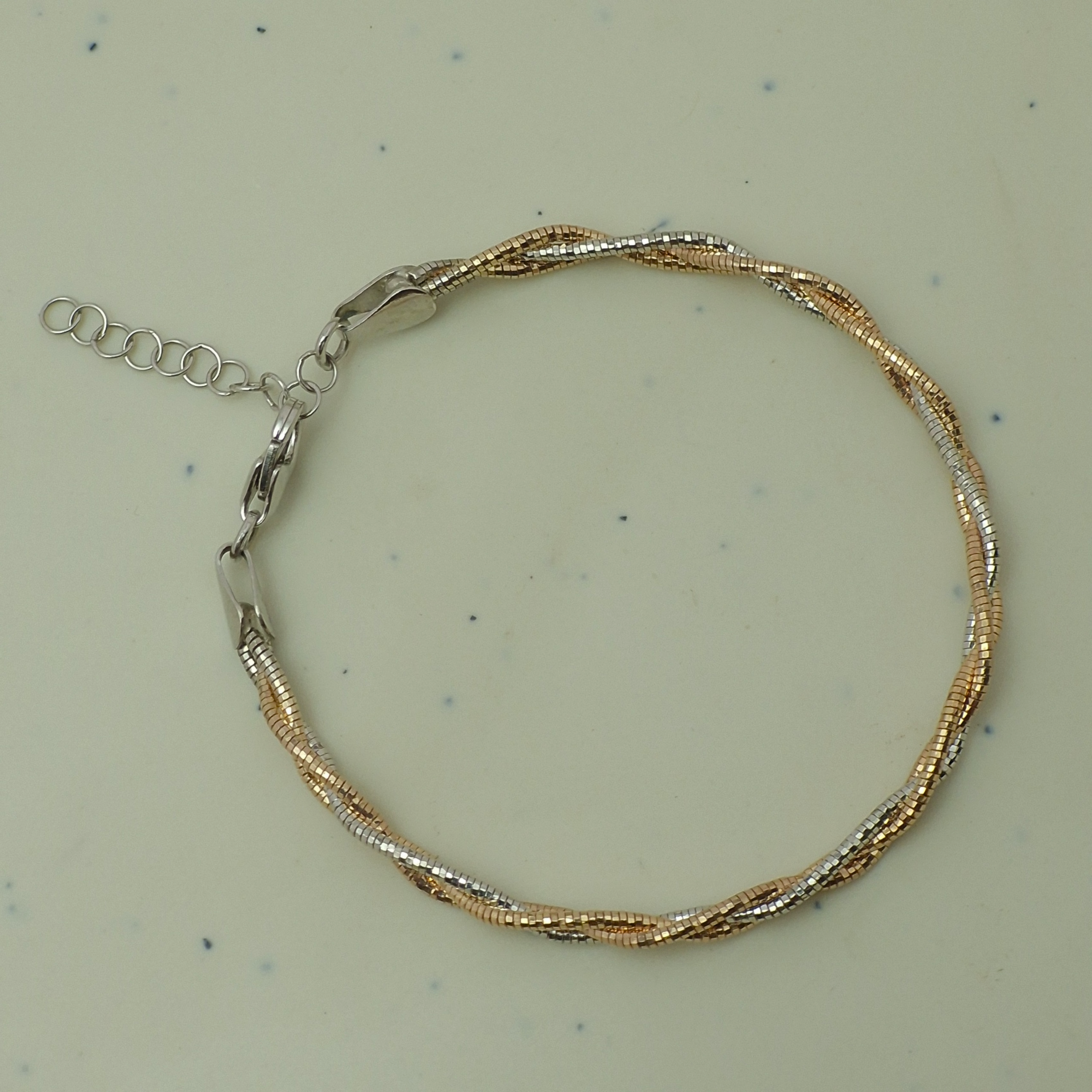 925 Silver Snake Chain Bracelet with Gold Plated Finish