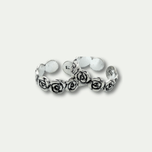Oxidised 925 Silver Rose Toe Ring – Adjustable Tribal Design