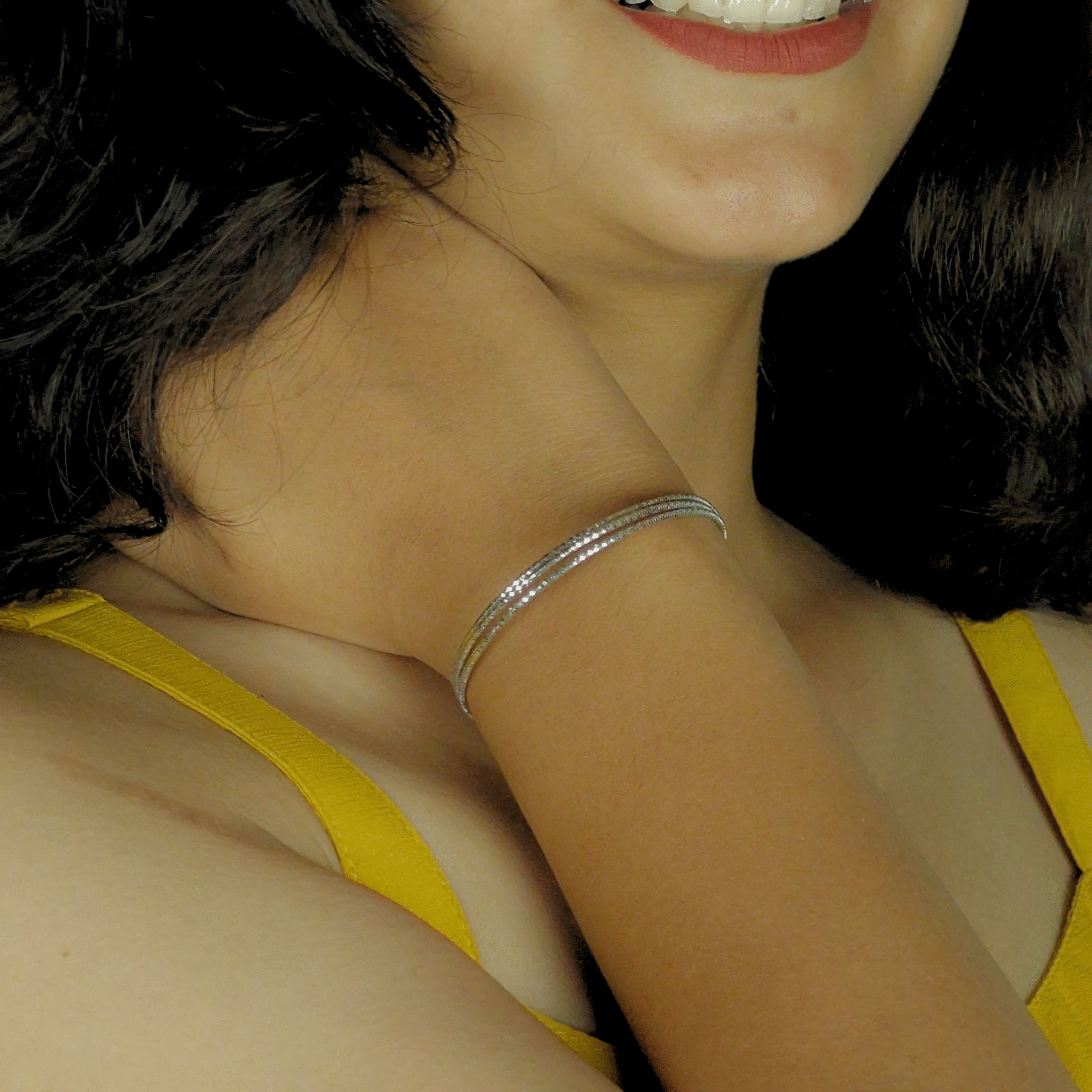 925 Silver Textured Snake-Style Bracelet – Unisex Daily Wear – Zeno Jewels