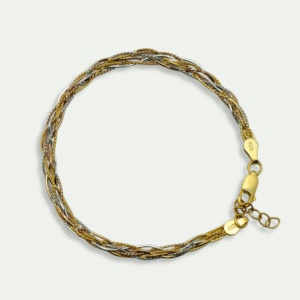 925 Silver Gold-Plated Rope Chain Bracelet – Elegant Two-Tone Design