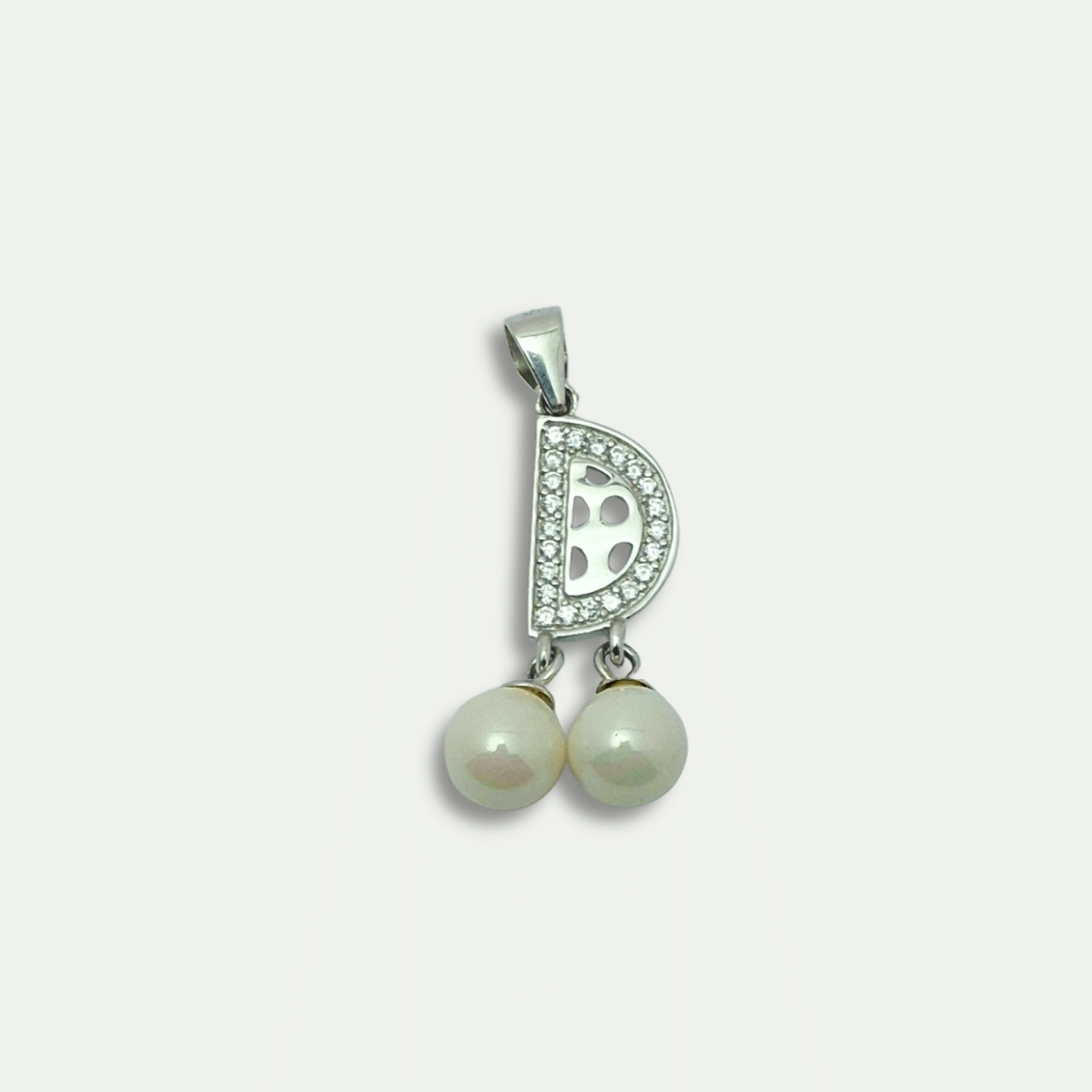 925 Silver 'D' Alphabet Pendant with Pearls & CZ