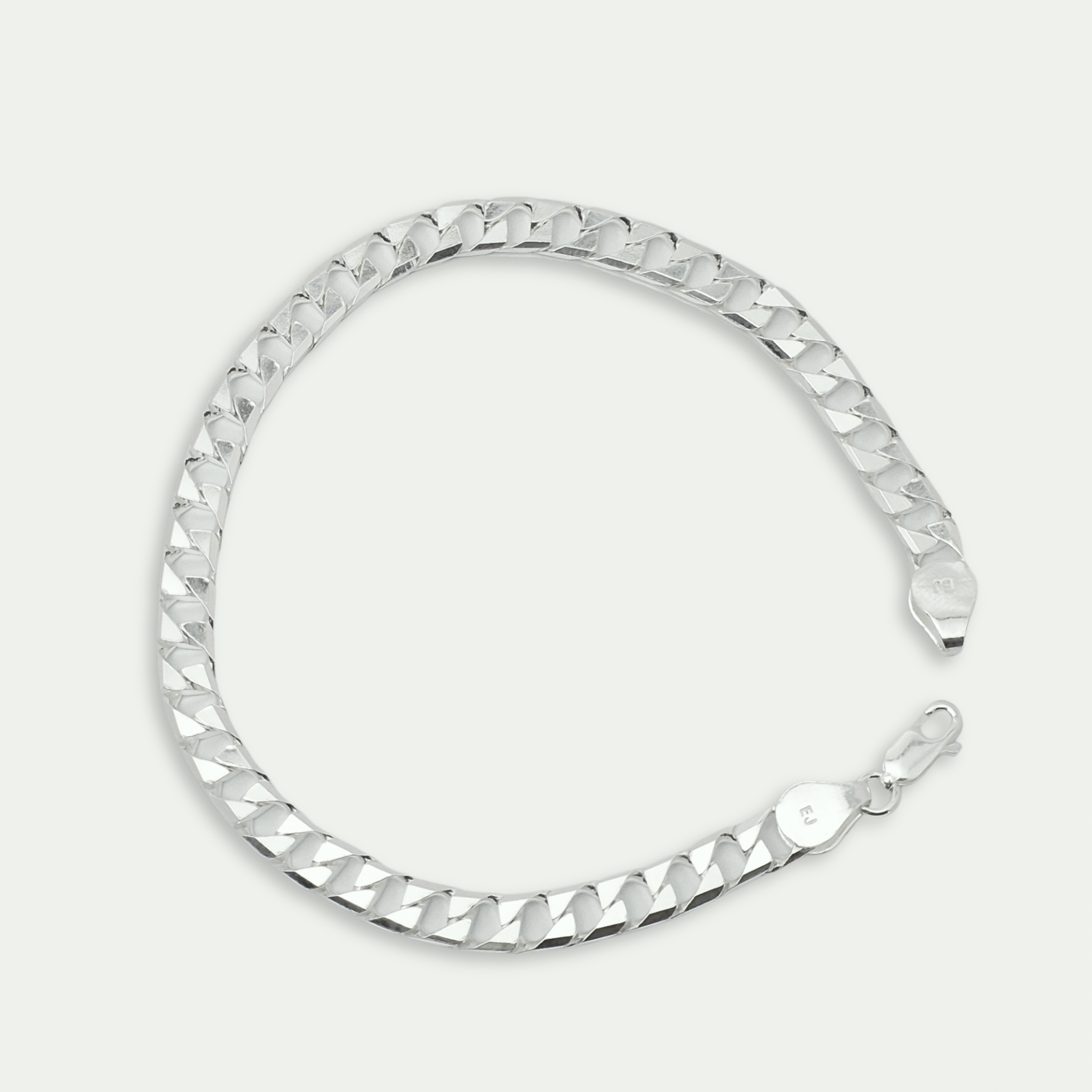 Men’s Pure 925 Silver Flat Cuban Link Bracelet – Sleek & Strong